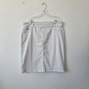 Esteez White Denim Skirt Midi Jean Stretchy Americana Modest Summer 16